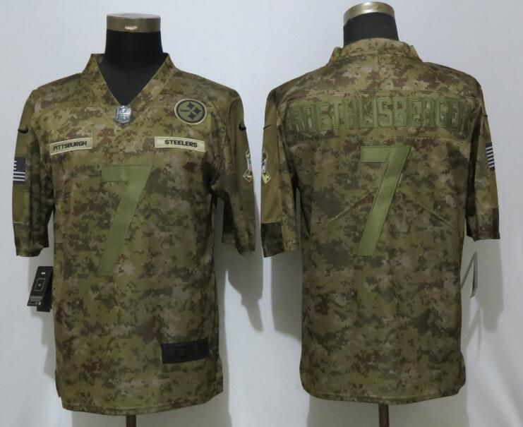 Men Pittsburgh Steelers #7 Roethlisberger Nike Camo Salute to Service Limited NFL Jerseys